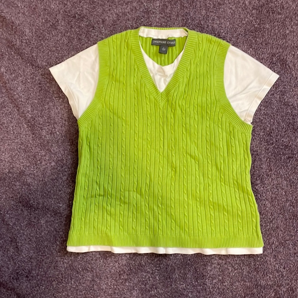 Josephine chaus Lime green cableknit sweater Tshirt